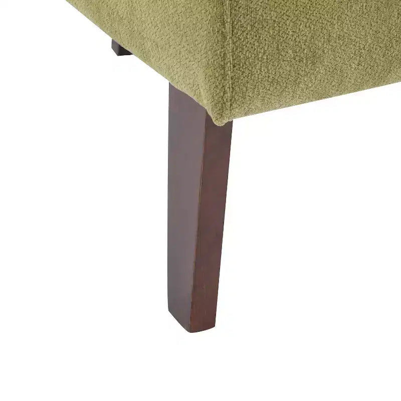 Poltrona moderna con schienale rotondo e gambe in legno, rivestimento in morbido tessuto, per soggiorno o ufficio