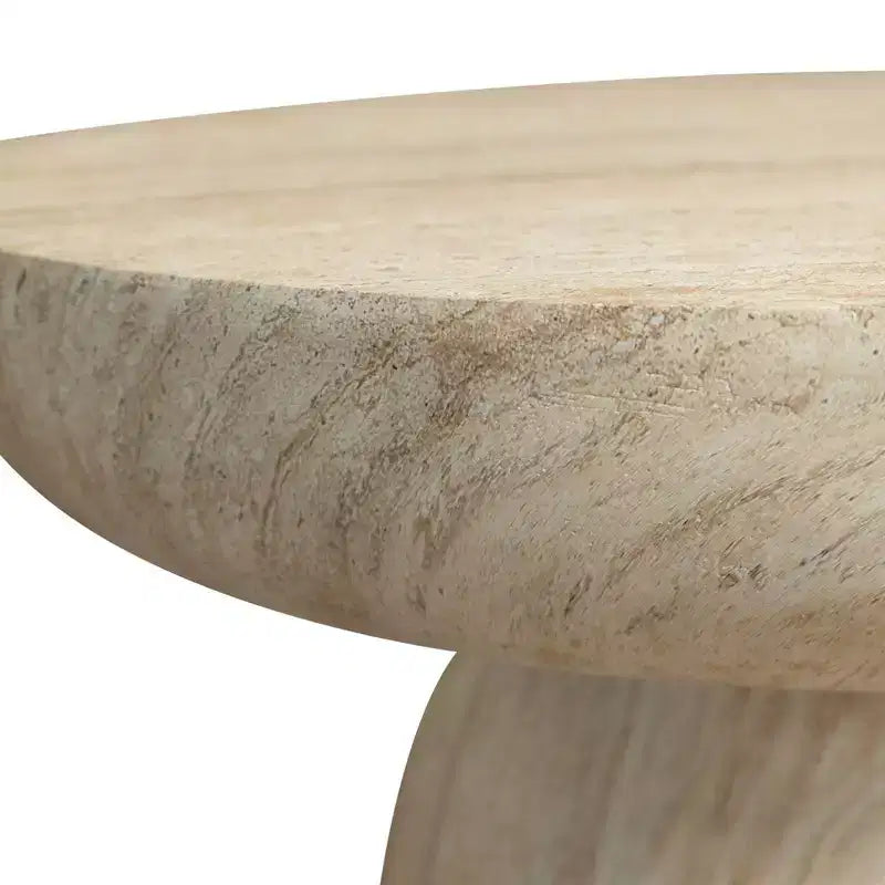 Tavolino da caffè rotondo in pietra ricostituita, tavolino decorativo con piedistallo per interni o esterni, design scolpito con piedini antiscivolo