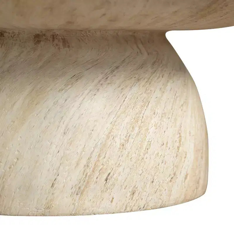 Tavolino da caffè rotondo in pietra ricostituita, tavolino decorativo con piedistallo per interni o esterni, design scolpito con piedini antiscivolo