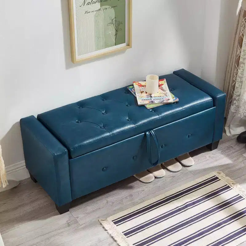 Panca contenitore da 48 in similpelle PU moderna con coperchio ribaltabile, panca con contenitore per soggiorno, camera da letto o ingresso