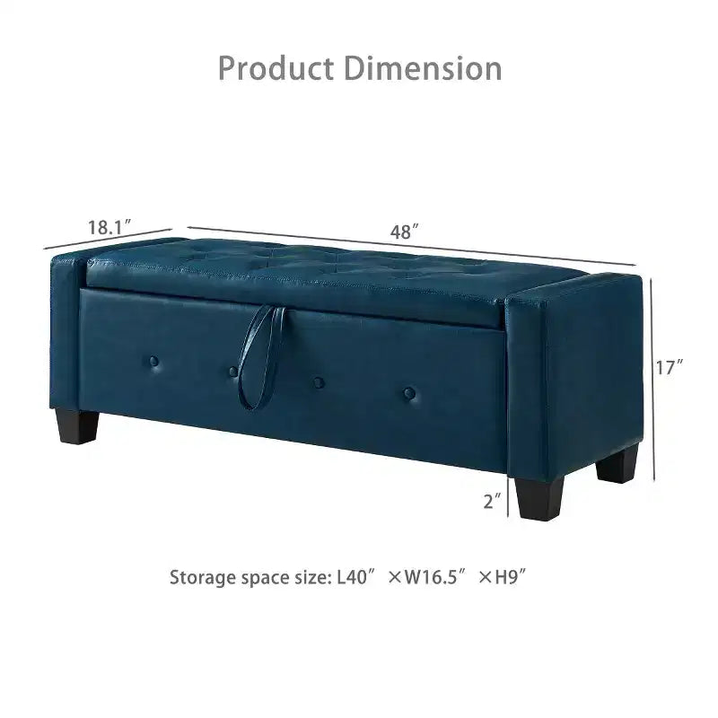 Panca contenitore da 48 in similpelle PU moderna con coperchio ribaltabile, panca con contenitore per soggiorno, camera da letto o ingresso