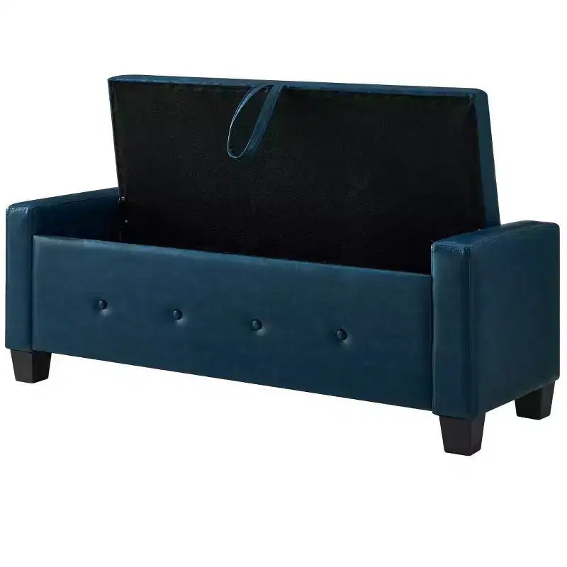 Panca contenitore da 48 in similpelle PU moderna con coperchio ribaltabile, panca con contenitore per soggiorno, camera da letto o ingresso