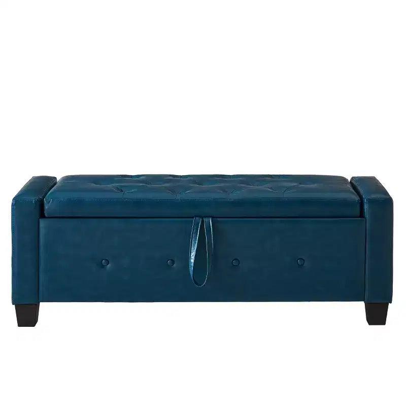 Panca contenitore da 48 in similpelle PU moderna con coperchio ribaltabile, panca con contenitore per soggiorno, camera da letto o ingresso