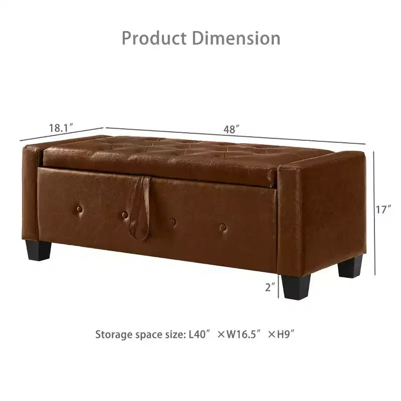 Panca contenitore da 48 in similpelle PU moderna con coperchio ribaltabile, panca con contenitore per soggiorno, camera da letto o ingresso
