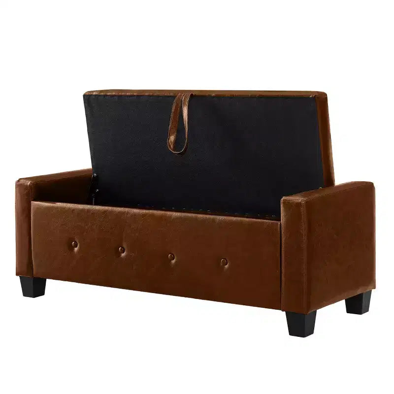 Panca contenitore da 48 in similpelle PU moderna con coperchio ribaltabile, panca con contenitore per soggiorno, camera da letto o ingresso
