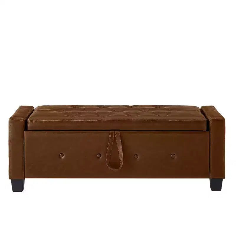 Panca contenitore da 48 in similpelle PU moderna con coperchio ribaltabile, panca con contenitore per soggiorno, camera da letto o ingresso
