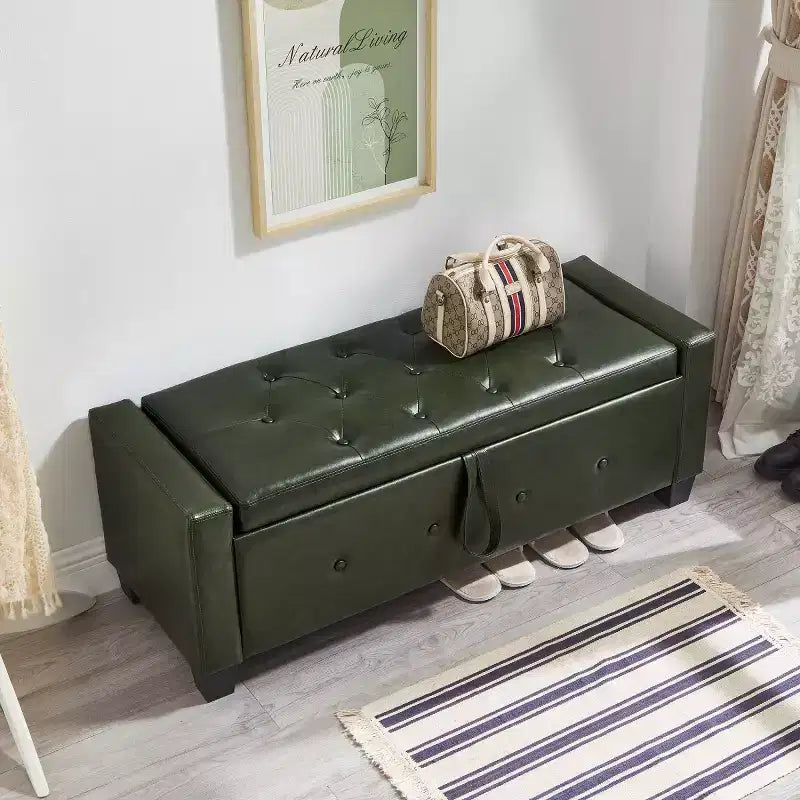 Panca contenitore da 48 in similpelle PU moderna con coperchio ribaltabile, panca con contenitore per soggiorno, camera da letto o ingresso