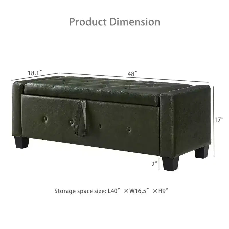 Panca contenitore da 48 in similpelle PU moderna con coperchio ribaltabile, panca con contenitore per soggiorno, camera da letto o ingresso