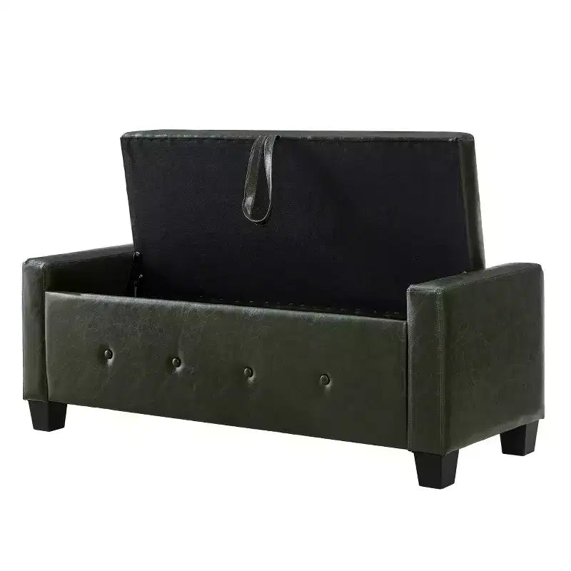 Panca contenitore da 48 in similpelle PU moderna con coperchio ribaltabile, panca con contenitore per soggiorno, camera da letto o ingresso