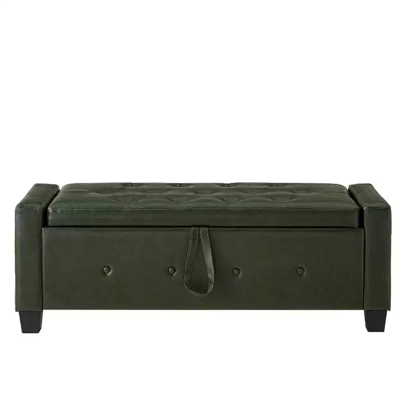 Panca contenitore da 48 in similpelle PU moderna con coperchio ribaltabile, panca con contenitore per soggiorno, camera da letto o ingresso