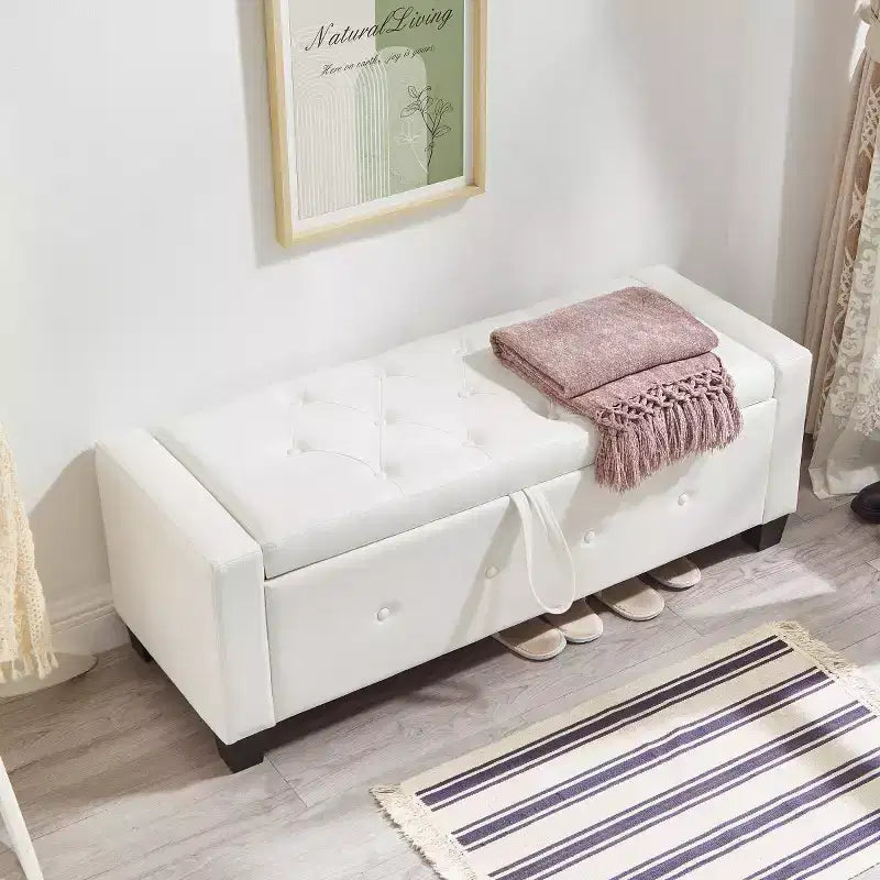 Panca contenitore da 48 in similpelle PU moderna con coperchio ribaltabile, panca con contenitore per soggiorno, camera da letto o ingresso