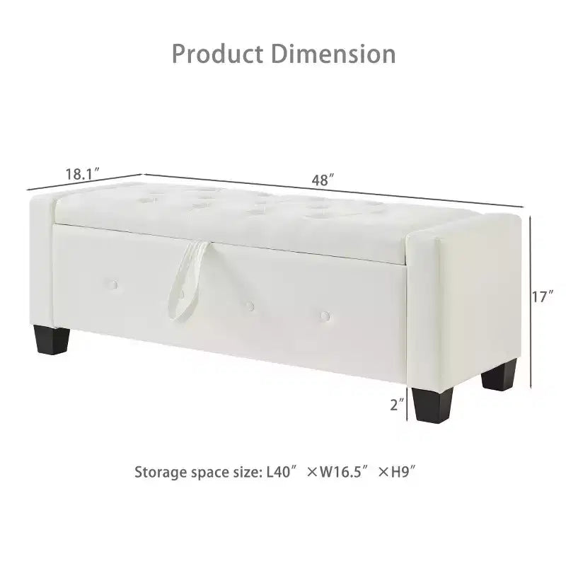 Panca contenitore da 48 in similpelle PU moderna con coperchio ribaltabile, panca con contenitore per soggiorno, camera da letto o ingresso