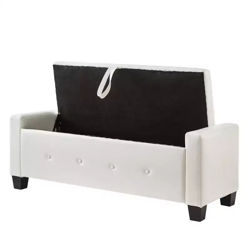 Panca contenitore da 48 in similpelle PU moderna con coperchio ribaltabile, panca con contenitore per soggiorno, camera da letto o ingresso