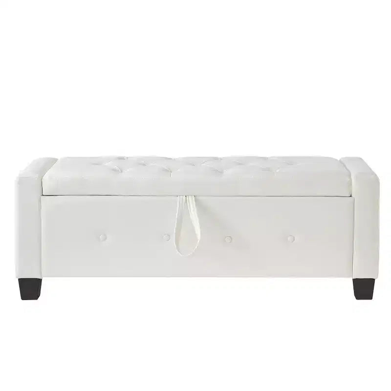 Panca contenitore da 48 in similpelle PU moderna con coperchio ribaltabile, panca con contenitore per soggiorno, camera da letto o ingresso