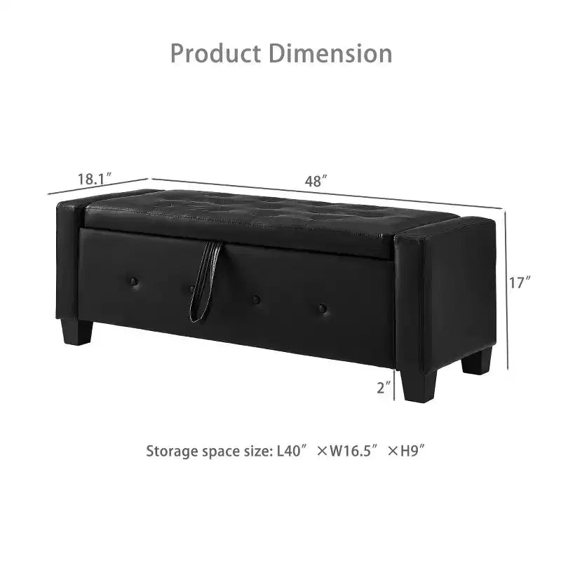 Panca contenitore da 48 in similpelle PU moderna con coperchio ribaltabile, panca con contenitore per soggiorno, camera da letto o ingresso