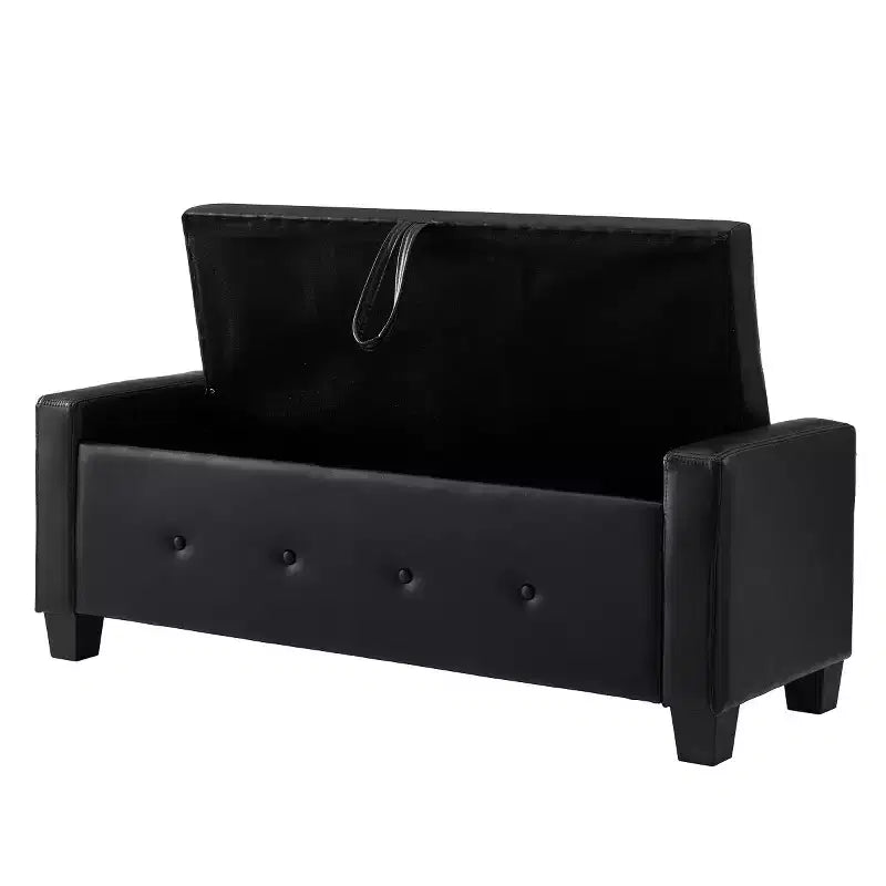 Panca contenitore da 48 in similpelle PU moderna con coperchio ribaltabile, panca con contenitore per soggiorno, camera da letto o ingresso