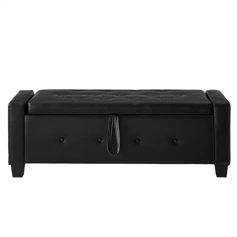 Panca contenitore da 48 in similpelle PU moderna con coperchio ribaltabile, panca con contenitore per soggiorno, camera da letto o ingresso