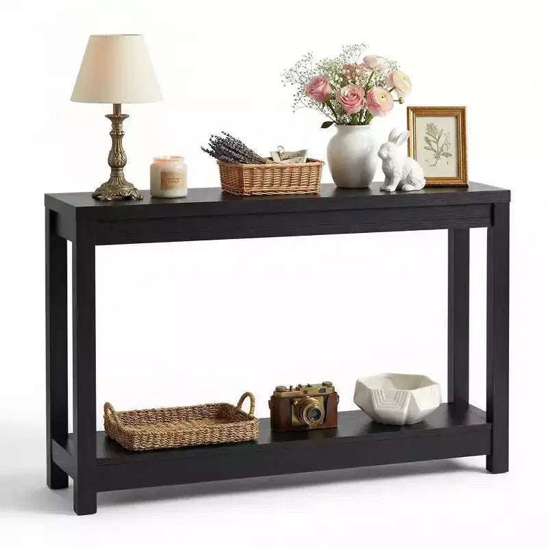 47-In Console Table with Storage Shelf, Narrow Entryway Table Behind Sofa Table