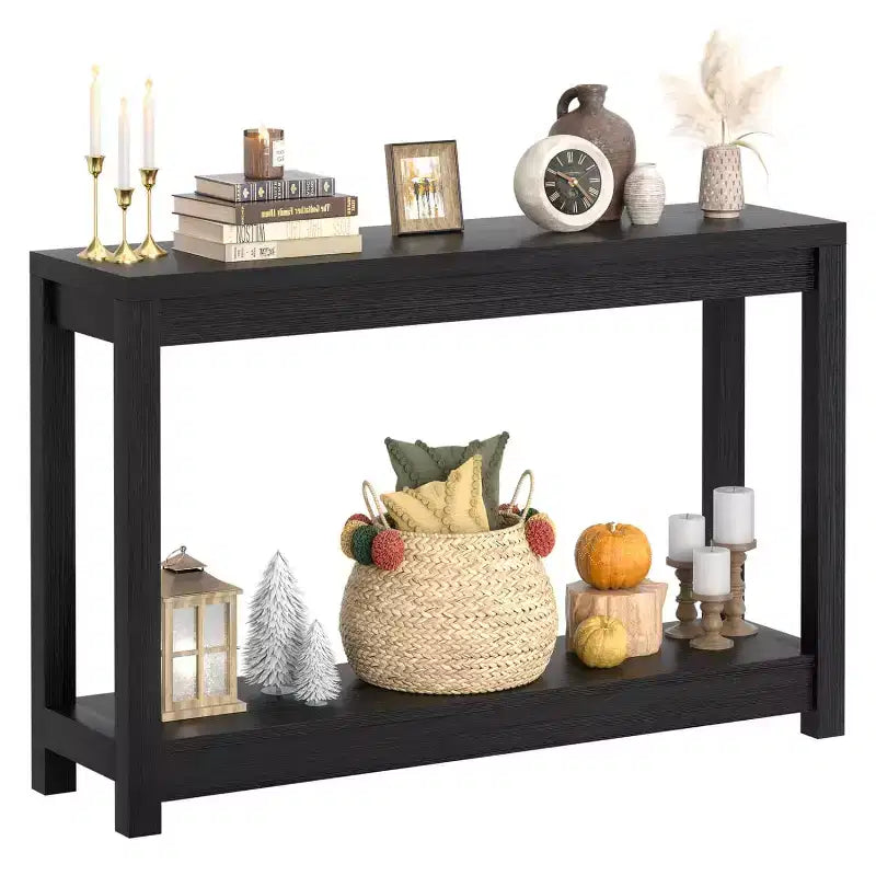 47-In Console Table with Storage Shelf, Narrow Entryway Table Behind Sofa Table