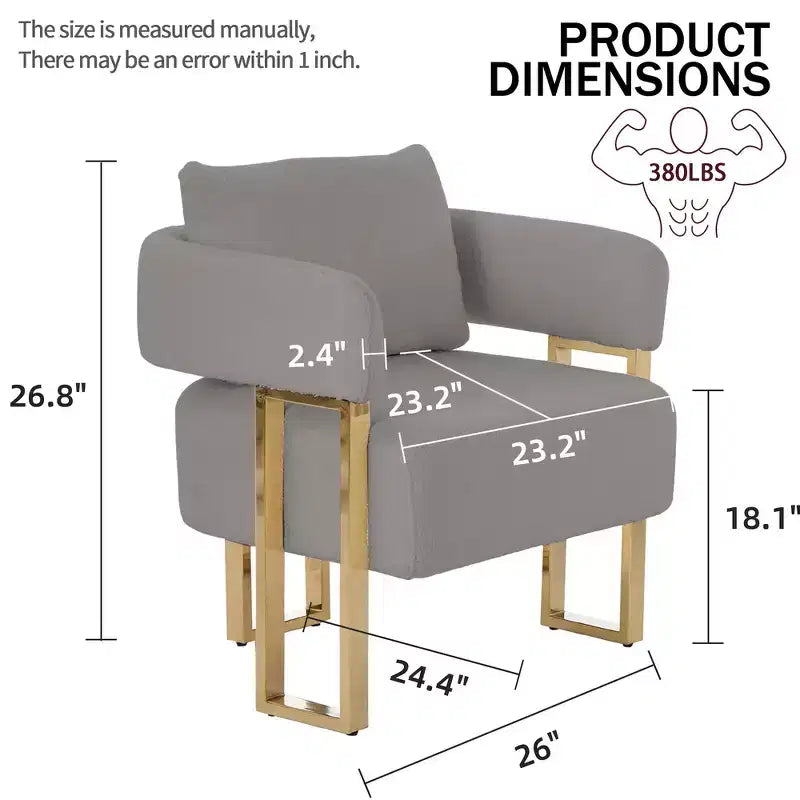 Set di 2 poltrone moderne con rivestimento in morbido pile effetto orsacchiotto e gambe in metallo dorato