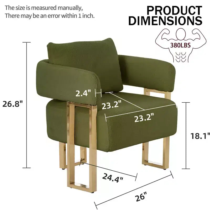 Set di 2 poltrone moderne con rivestimento in morbido pile effetto orsacchiotto e gambe in metallo dorato