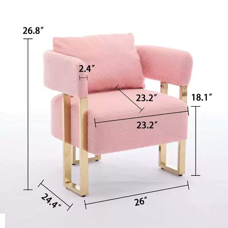 Set di 2 poltrone moderne con rivestimento in morbido pile effetto orsacchiotto e gambe in metallo dorato