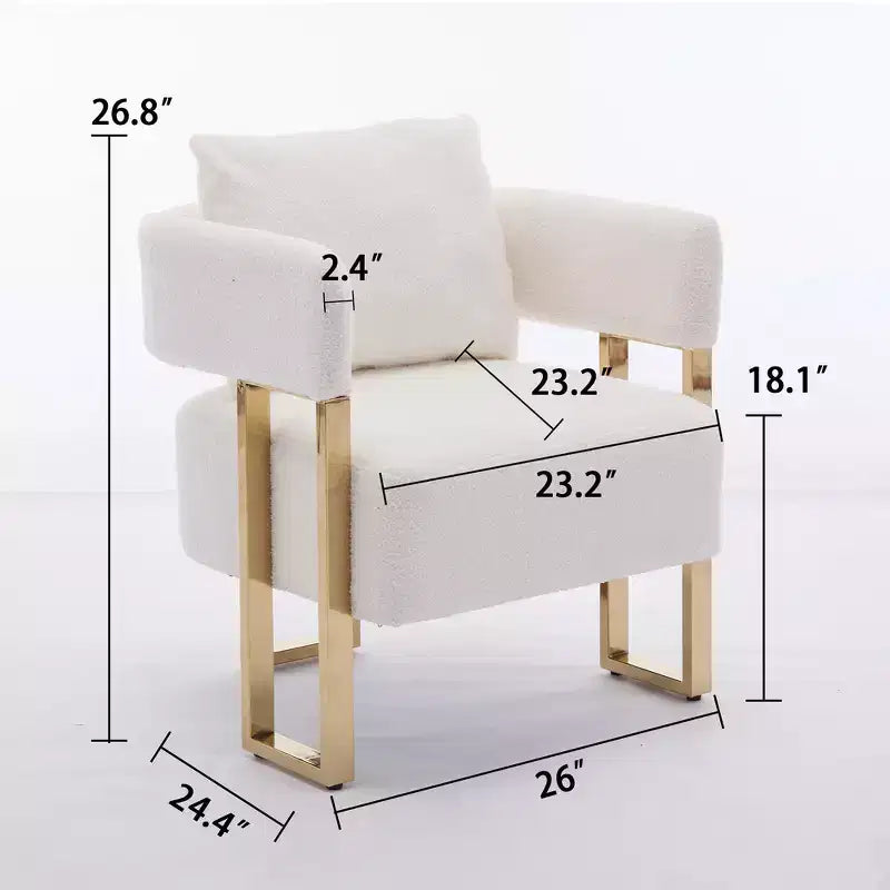 Set di 2 poltrone moderne con rivestimento in morbido pile effetto orsacchiotto e gambe in metallo dorato