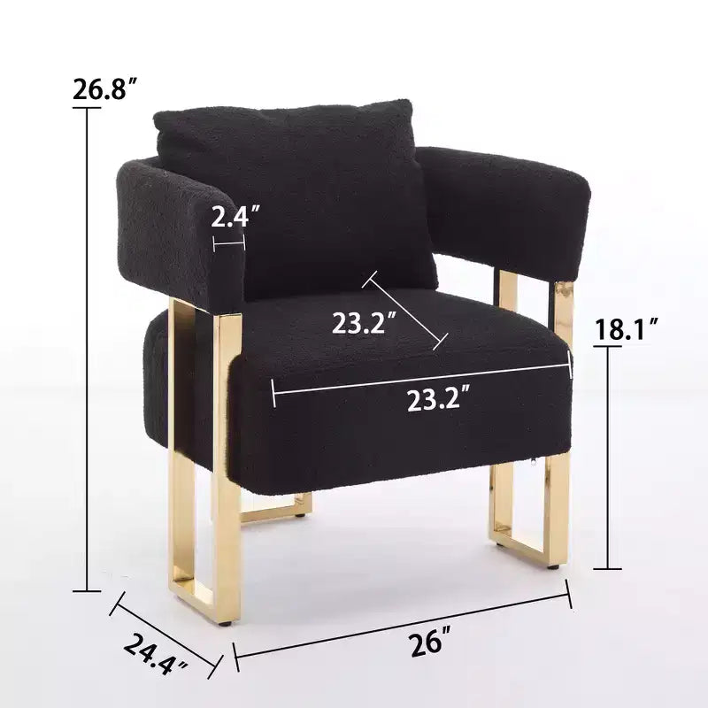 Set di 2 poltrone moderne con rivestimento in morbido pile effetto orsacchiotto e gambe in metallo dorato