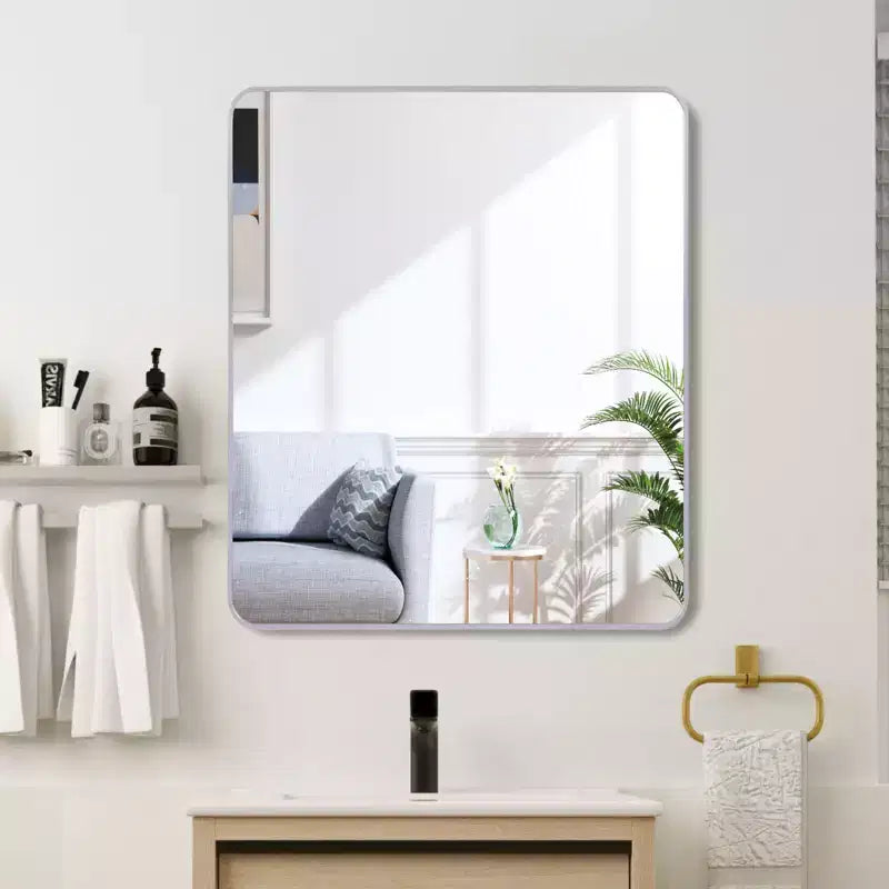 Specchio quadrato da bagno con cornice in metallo da parete