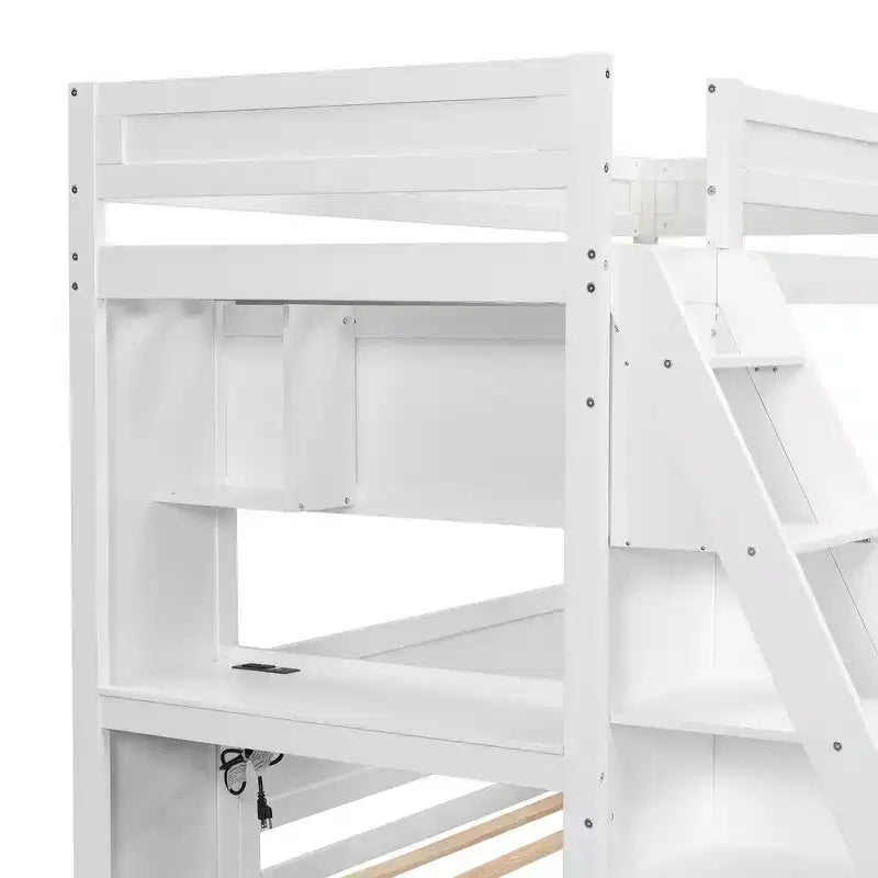 Twin XL Over Full Bed & Bed Frame with Desk and USB
