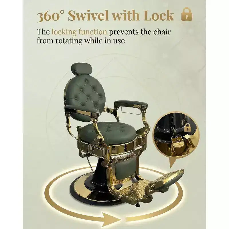Poltrona reclinabile vintage per carichi pesanti, altezza regolabile, girevole a 360, poggiatesta e poggiapiedi, portata di 700lbs