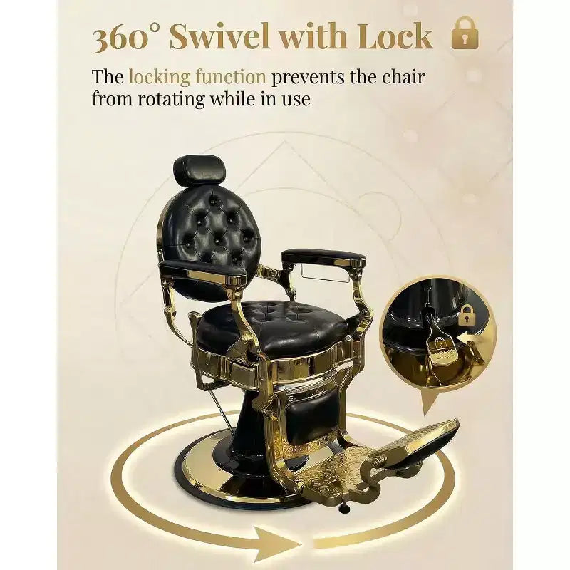 Poltrona reclinabile vintage per carichi pesanti, altezza regolabile, girevole a 360, poggiatesta e poggiapiedi, portata di 700lbs