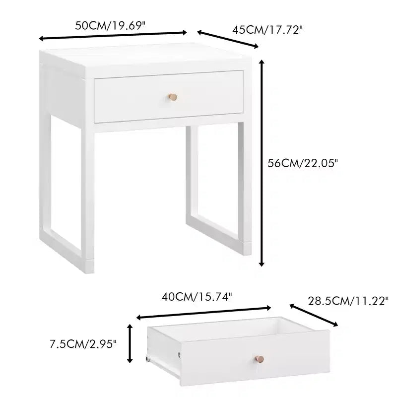 Minimalistyczna szafka nocna z szufladą, okrągła/cylindryczna