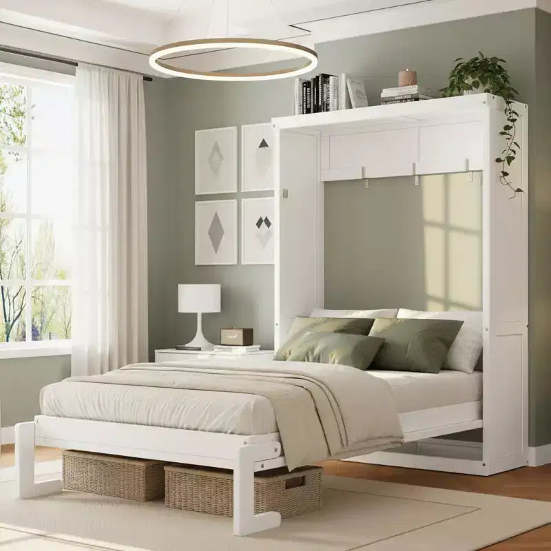 Bed with Foldable Cabinet