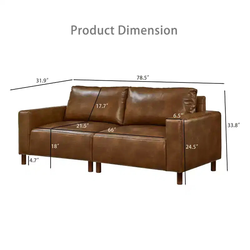 Mid-Century Modern Faux Leather Upholstered Loveseat