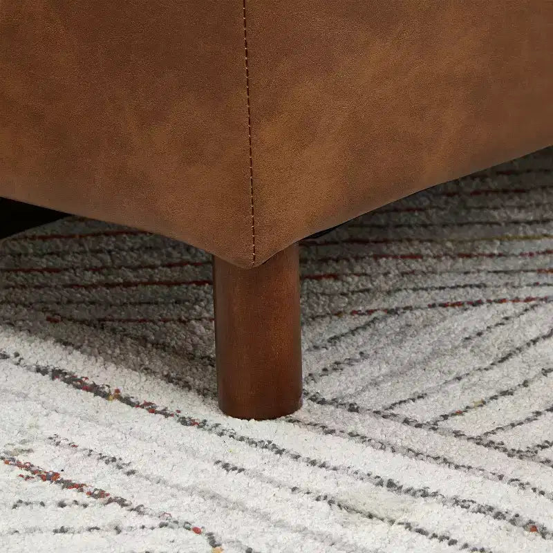 Mid-Century Modern Faux Leather Upholstered Loveseat
