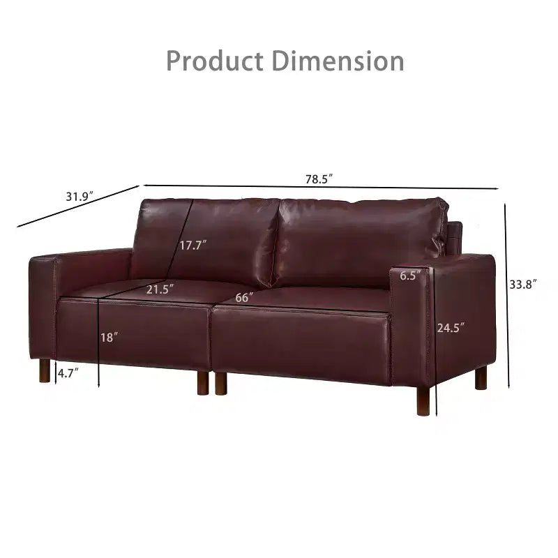 Mid-Century Modern Faux Leather Upholstered Loveseat