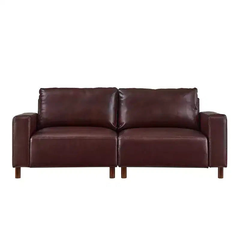 Mid-Century Modern Faux Leather Upholstered Loveseat