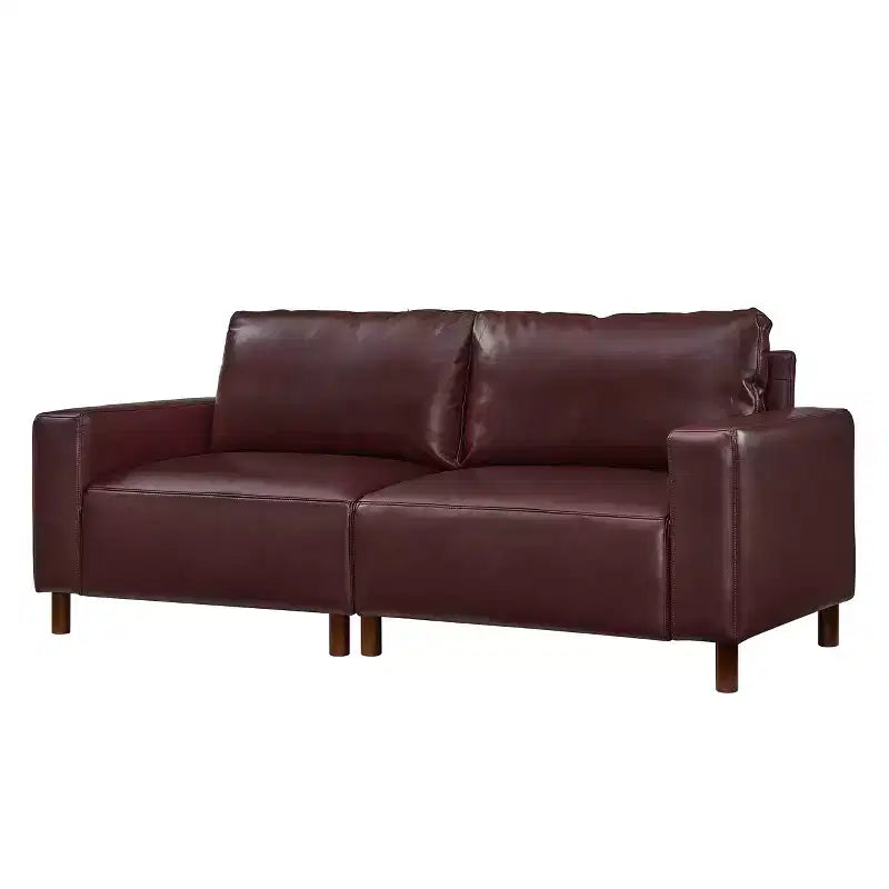 Mid-Century Modern Faux Leather Upholstered Loveseat