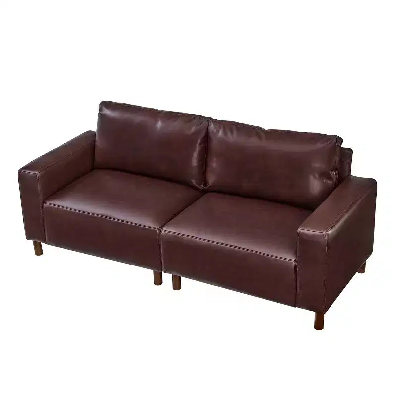 Mid-Century Modern Faux Leather Upholstered Loveseat