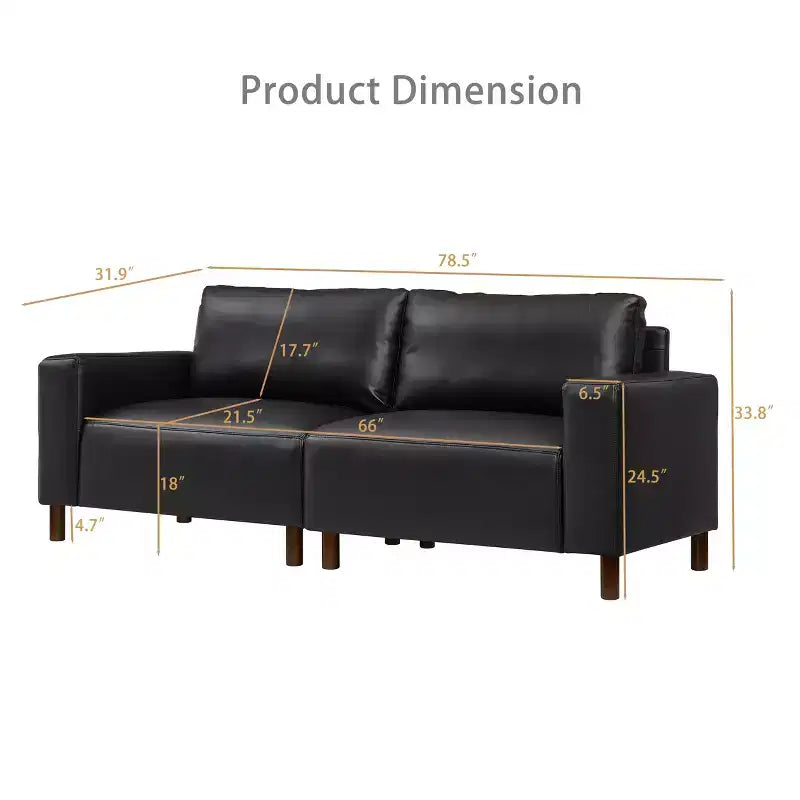 Dwuosobowa sofa w stylu nowoczesnym z połowy XX wieku, tapicerowana sztuczną skórą