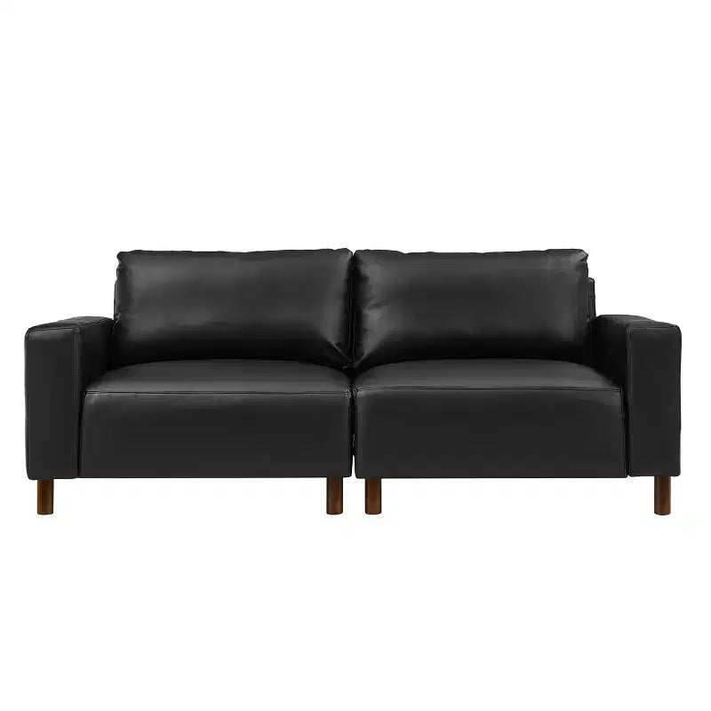 Mid-Century Modern Faux Leather Upholstered Loveseat