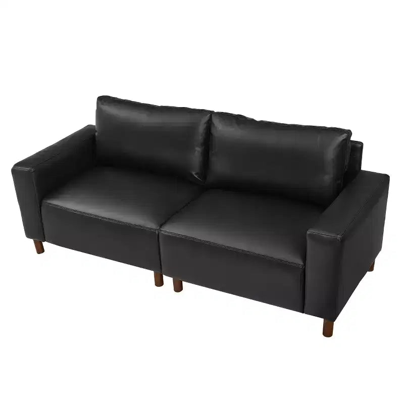 Mid-Century Modern Faux Leather Upholstered Loveseat