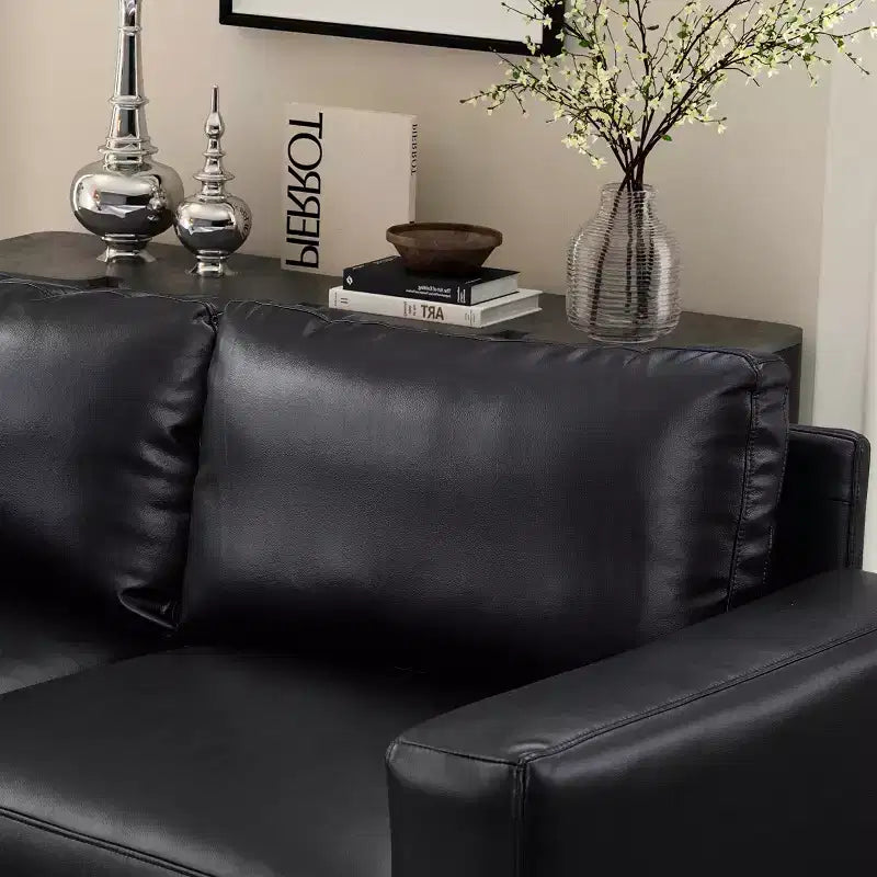 Mid-Century Modern Faux Leather Upholstered Loveseat