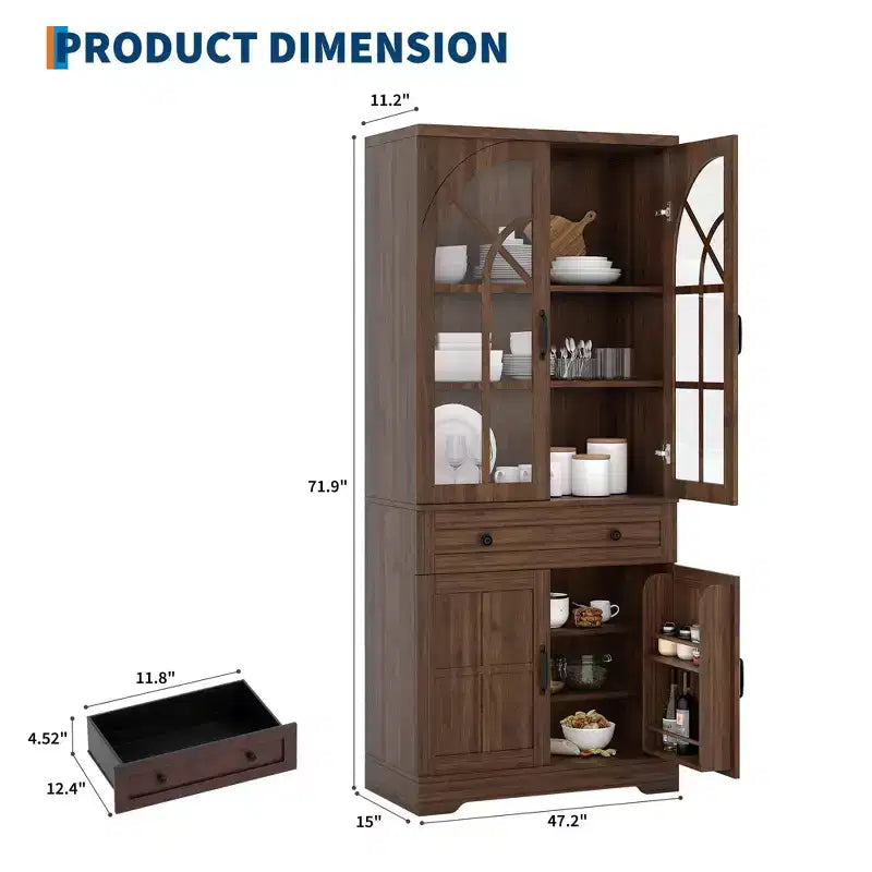 Dispensa stile rustico da fattoria, mobile da cucina indipendente con ripiani regolabili, organizer multifunzione per cucina, sala da pranzo e soggiorno