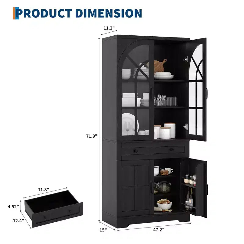 Dispensa stile rustico da fattoria, mobile da cucina indipendente con ripiani regolabili, organizer multifunzione per cucina, sala da pranzo e soggiorno