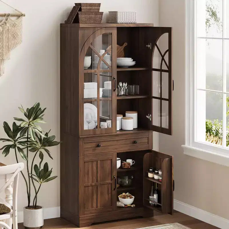 Farmhouse Pantry Cabinet, Freestanding Kitchen Cabinet, Adjustable Shelves, Multifunctional Organizer, for Kitchen, Dining Room, Living Room
