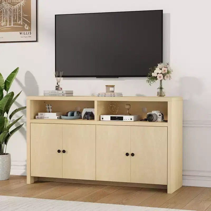 Credenza buffet in stile rustico da 55 - Mobile bar in legno a 4 ante con ripiani regolabili, per cucina, sala da pranzo e soggiorno