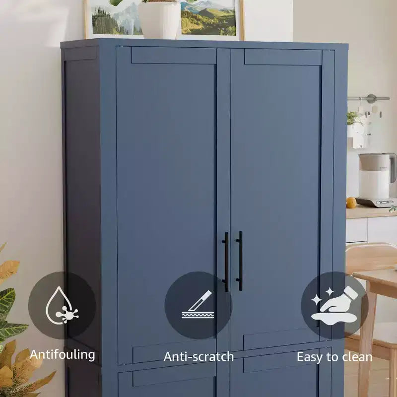 Mobile contenitore indipendente in legno bianco effetto venatura, a 4 ante con ante in legno massello, per soggiorno