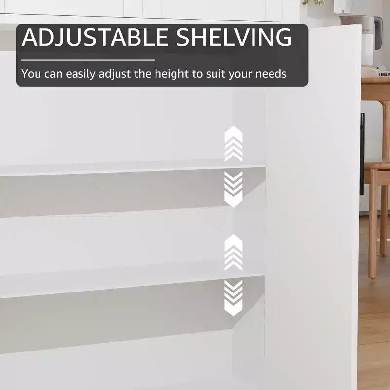 Mobile contenitore indipendente in legno bianco effetto venatura, a 4 ante con ante in legno massello, per soggiorno